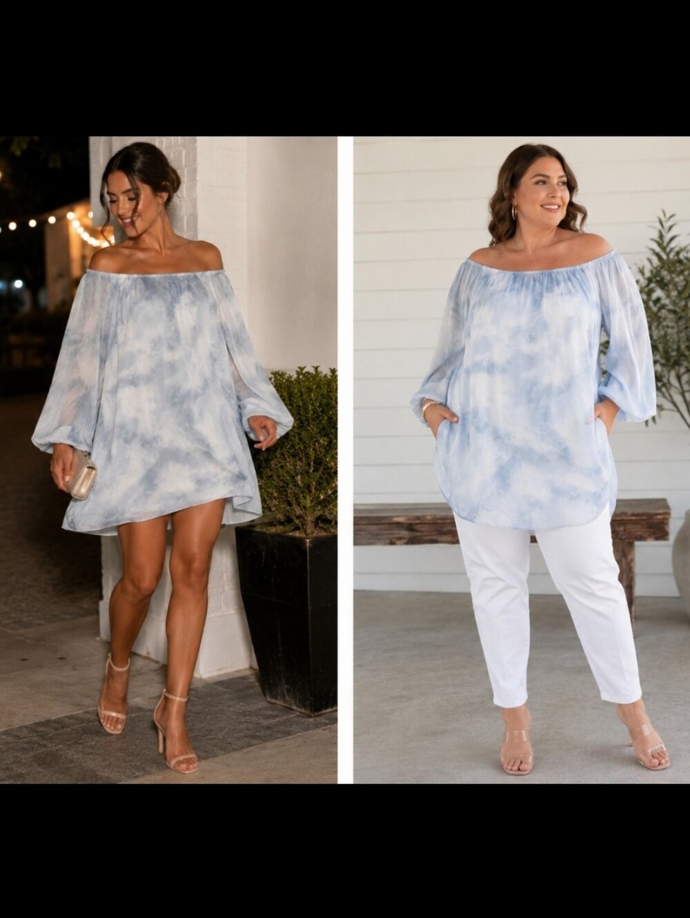 Carina Ricci Cloud Tunic Sz Large, Pastel Blue, 100% Silk, Made In Italy.